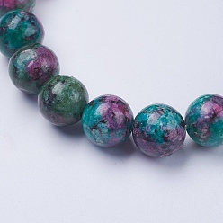 Ruby in Zoisite Synthetic Ruby in Zoisite Beaded Stretch Bracelets, Round, 2-1/8 inch(53mm)