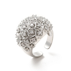 Платина Кольцо-манжета с круглым куполом из прозрачного циркония, украшения из латуни для женщин, без кадмия и без свинца, платина, размер США 6 3/4 (17.1 мм)