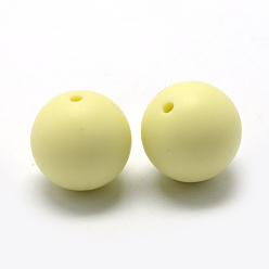 Champagne Yellow Food Grade Eco-Friendly Silicone Beads, Chewing Beads For Teethers, DIY Nursing Necklaces Making, Round, Champagne Yellow, 8~10mm, Hole: 1~2mm