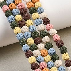 Тыква Синтетические бусины из лавы, окрашенные, смешанный цвет, тыква, 6x6.5 мм, отверстие : 1.5 мм, около 67 шт / нитка, 15.35'' (39 см) ~ 15.55'' (39.5 см)