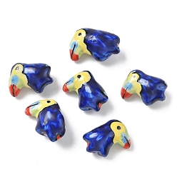 Синий Фарфоровые бусины ручной работы, птица, пастельный фарфор, синие, 19.5~20.5x16~19x11~11.5 мм, отверстие : 1.8 мм
