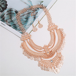 Розовое Золото Наборы из ожерелий и серег с кисточками из сплава, розовое золото , 450 мм