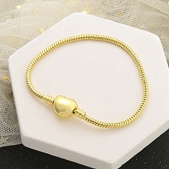 Настоящее золото 18K Латунные браслеты-змейки для женщин, сердце, реальный 18 k позолоченный, 7-1/8 дюйм (18 см)