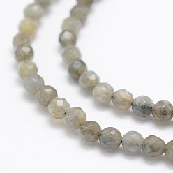 Labradorite Natural Labradorite Beads Strands, Grade A+, Faceted, Round, 4mm, Hole: 1mm, about 92pcs/strand, 15.1 inch(38.5cm)