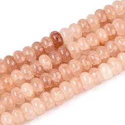 Персиковый Слойка Стеклянные бусины, имитация солнечного камня, рондель, окрашенные, розовые, 8~8.5x4.5~5 мм, отверстие : 1~1.2 мм, около 155~159 шт / нитка, 30.12~31.30 дюйм (76.5~79.5 см)