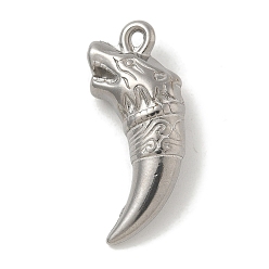 Нержавеющая Сталь Цвет Антикоррозийные 304 подвески из нержавеющей стали, оберег волчьего зуба, цвет нержавеющей стали, 27x14.5x6.5 мм, отверстие : 1x2 мм