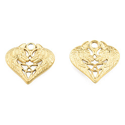Настоящее золото 18K Ионное покрытие (ip) 201 подвески из нержавеющей стали, сердце с волком и тройным узлом, реальный 18 k позолоченный, 19x20.5x2.5 мм, отверстие : 2.5 мм
