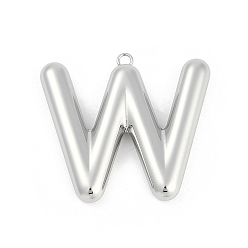 Letter W 304 подвески из нержавеющей стали, буквенное очарование, Буква W, 36.5x40x6 мм, отверстие : 2.1 мм