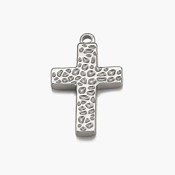 Нержавеющая Сталь Цвет Устойчивые к потускнению 304 подвески из нержавеющей стали, забитый крест, цвет нержавеющей стали, 29x17.5x2.5 мм, отверстие : 2.5 мм