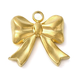 Настоящее золото 18K 304 подвески из нержавеющей стали, очарование бантом, реальный 18 k позолоченный, 14x15~15.5x2.5 мм, отверстие : 2 мм