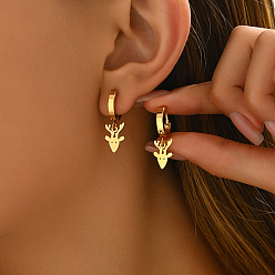 Золотой 201 серьги-кольца из нержавеющей стали в виде оленей, золотые, 27x10 мм