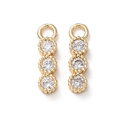 Золотой Латунные микропаве прозрачные кубические циркониевые подвески, долговечный, стойки покрытие, плоские круглые прелести, золотые, 14x4x2.5 мм, отверстие : 2 мм