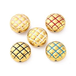 (52) Непрозрачная лаванда 304 Вафельные шарики из нержавеющей стали с эмалевым покрытием, ионное покрытие (ip), реальный 18 k позолоченный, плоско-круглые, разноцветные, 14.5x8 мм, отверстие : 1.2 мм