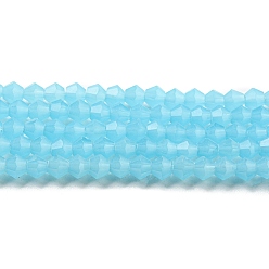 Темно-Голубой Стеклянные бусины, имитация нефрита , граненые, двухконусные, глубокое синее небо, 4x4 мм, отверстие : 0.8 мм, около 80~85 шт / нитка, 30~32 см