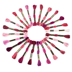 Pink Нить для вышивания из полиэстера, нитки для вышивки крестом, розовые, 1 мм, около 8.75 ярдов (8 м) / пачка, 24 цветов, 1 комплект / цвет, 24 связки