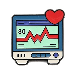 Разноцветный Эмалевые булавки медицинской тематики, булавки для лацканов из сплава для одежды рюкзака, пульсометр, чёрные, красочный, 29x27.5 мм