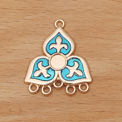 Темно-Голубой Сплав ссылки люстра компонент, клеверная ссылка, с эмалью, глубокое синее небо, 29x25 мм
