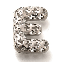 Letter E Латунные подвески, подвески с полыми буквами, стойки покрытие, долговечный, без кадмия и без свинца, Письмо E, 20.5x15.5x7.5 мм, отверстие : 5x2.7 мм