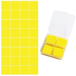 Jaune Argile de colle de silicone carrée, pour les kits d'autocollants de peinture au diamant bricolage, avec boîte en plastique, jaune, 25x25mm, 32 pcs / boîte