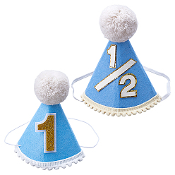 (52) Непрозрачная лаванда 2шт. 2стили: шерстяная фетровая детская шапочка на день рождения для годовалого ребенка, разноцветные, 135~155x120~130x40~46 мм, 1 шт / стиль