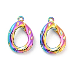 Rainbow Color Pendentifs en acier inoxydable, charmes de larme, couleur arc en ciel, 304mm, Trou: 19x13x3mm