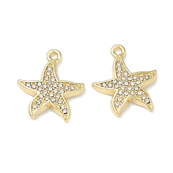 Морская звезда Сплава кристалла горный хрусталь подвески, подвески на тему океана, золотые, морская звезда, 22.5x20x3.5 мм, отверстие : 1.8 мм