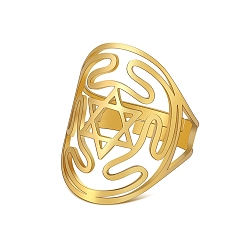 Золотой Регулируемые кольца из нержавеющей стали, звезда Давида, золотые, 25 мм