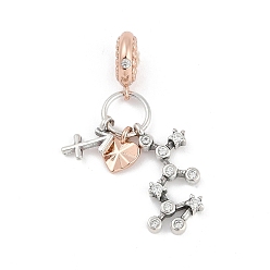 Козерог Латунные подвески с кубическим цирконием европейские бусины, двенадцать созвездий, Козерог, 29.5~35.5 мм