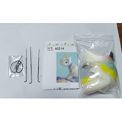 White Cartoon Dinosaur Shape Needle Felting Starter Kit, with Needles & Phone Strap, Needle Felting Kit for Beginners Arts, White, Needles: 86x5.5x1.8mm & 78x5.5x1.8mm