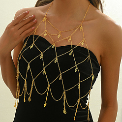 Золотой Элегантные железные геометрические сетчатые листочки кисточки нагрудные цепи для ежедневной вечеринки, золотые, 495 мм