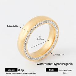 Doré  304 Bagues en acier inoxydable avec strass pour femmes, or, 5mm, taille us 8 (18.1 mm)