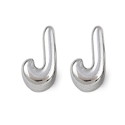 Letter J 304 прелести нержавеющей стали, буквы, буква J, 7.5x4x3.5 мм, отверстие : 1.8 мм