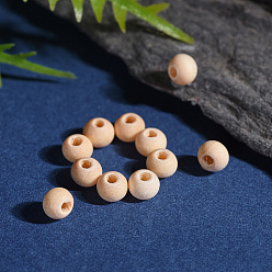 Moccasin Natural Unfinished Wood Beads, Round Wooden Loose Beads Spacer Beads for Craft Making, Lead Free, Moccasin, 4~5x3~4mm, Hole: 1.5~2.5mm, about 28000pcs/500g