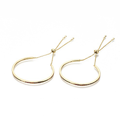 Настоящее золото 16K Латунь микро проложить кубический цирконий слайдер браслеты, Боло браслеты, без никеля , красочный, реальный 16 k позолоченный, внутренний диаметр: 1-7/8x1-7/8 дюйм (5.7x4.8 см), 3 мм