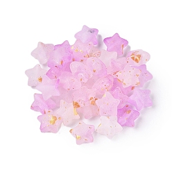 Бледно-Розовый Бисера матовым акриловым, золотая фольга, звезда, розовый жемчуг, 9x10x5 мм, отверстие : 1.6 мм