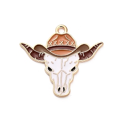 (461) Высокий Металлик Виноград Подвески из сплава и эмали в стиле вестерн-ковбоев, золотые, крупный рогатый скот, 30x26.5x1 мм, отверстие : 2 мм