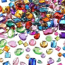 (52) Непрозрачная лаванда Акрил пришить горный хрусталь, 2 звенья с отверстиями, граненые, аксессуары для костюма, разнообразные, разноцветные, 8~18x6~18x2.5 мм, отверстие : 0.5~0.8 мм, 100 шт / пакет, 3 мешки