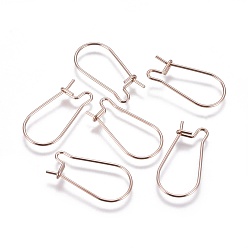 Розовое Золото Ионное покрытие (ip) 304 серьги-кольца из нержавеющей стали находки почечная проволока, розовое золото , 20x10.5x0.6 мм, 22 датчик, штифты : 0.6 мм