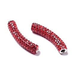 Светло-сиамский Латуни Ближнем Востоке шариков Rhinestone, трубка, Light Siam, 46~47x9 мм, отверстие : 4 мм