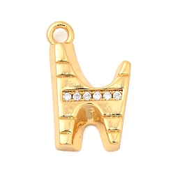 Letter N Латунные микро проложить кубического циркония подвески, без никеля , реальный 18 k позолоченный, Письмо N, 15x9x3 мм, отверстие : 1.6 мм