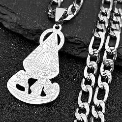 Нержавеющая Сталь Цвет Virgin 201 ожерелья из нержавеющей стали с подвесками для мужчин и женщин, не тускнеет, цвет нержавеющей стали, 21.65 дюйм (55 см)