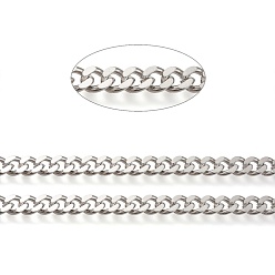 Real Platinum Plated Brass Cuban Link Chains, Chunky Curb Chains, Oval, Unwelded, Long-Lasting Plated, with Spool, Real Platinum Plated, Link: 7.5x9x2mm, about 16.4 Feet(5m)/roll