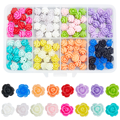 (52) Непрозрачная лаванда 160шт 16 цвета непрозрачные бусины из смолы, цветок розы, разноцветные, 9x7 мм, отверстие : 1 мм, 1 шт / цвет