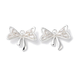 Посеребрённый Латунные микро проложить кубического циркония подвески, без кадмия, без никеля и без свинца, бантом прелести, 925 серебро покрытием, 14.5x18x4 мм, отверстие : 1.5 мм