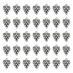 Античное Серебро 100шт. подвески из сплава в тибетском стиле в виде винограда, без кадмия и без свинца, античное серебро, 20x14.5x4 мм, отверстие : 1 мм