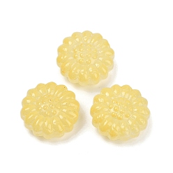 Светло-хаки Прозрачные стеклянные бусины, цветы, спекающийся лак, светлый хаки, 16x15.5x7.5 мм, отверстие : 1.2 мм