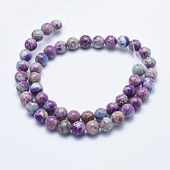 Blue Violet Natural Imperial Jasper Beads Strands, Dyed, Round, Blue Violet, 6mm, Hole: 1mm, about 62pcs/strand, 15.5 inch