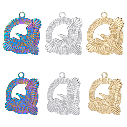 (52) Непрозрачная лаванда 9 шт. 3 цвета 201 подвески из нержавеющей стали, орел, разноцветные, 28x31x2 мм, отверстие : 2.5 мм, 3 шт / цвет