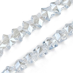 Алиса Синий Гальванизируйте прозрачное стекло бисер нитей, звезда, граненые, гальваническое покрытие, Алиса Блю, 7.5x8x5 мм, отверстие : 0.7 мм, около 80 шт / нитка, 21.56'' (54.75 см)