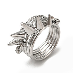 Plaqué Platine Véritable Bagues en laiton à pointes, bague large, sans cadmium et sans nickel et sans plomb, Platine plaqué, diamètre intérieur: 18 mm
